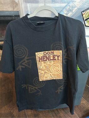 Don Henley Graphic Band Tee - Black with Gold Print world tour 1991 L